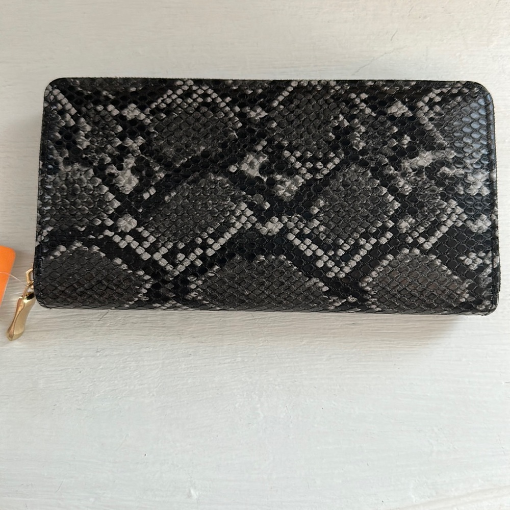 LOF Black Faux Snakeskin Print Wallet